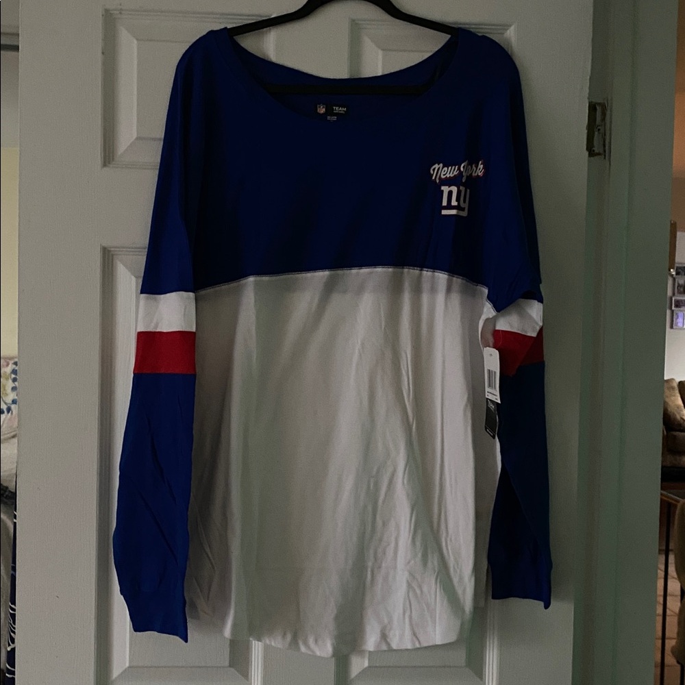 NFL New York Giants Team Apparel Blue and White Long Sleeve Shirt 2XL NWT